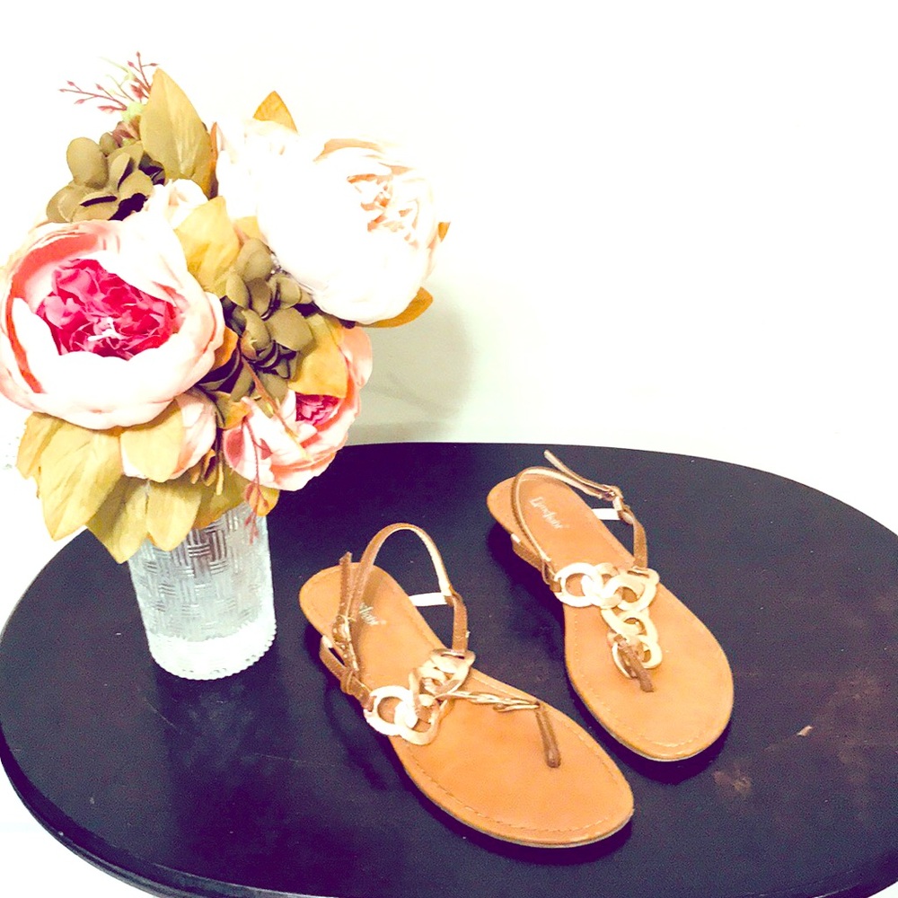 Rose gold gladiator sandals
